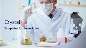  Presentation with chemist - Audience pleasing slide set consisting of tube rose - chemist mixing perfumes backdrop and a sky blue colored foreground