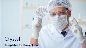  Presentation with lab - Colorful PPT theme enhanced with tube rose - chemist mixing perfumes backdrop and a  colored foreground