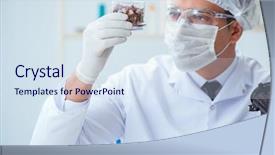  Presentation with chemist - Presentation theme having tube rose - chemist mixing perfumes background and a sky blue colored foreground