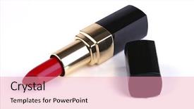  Presentation with lipstick - PPT theme with tube rose - glamor shiny lipstick isolated background and a coral colored foreground