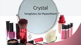  Presentation with cosmetics - Cool new presentation theme with tube rose - group decorative cosmetics for makeup backdrop and a  colored foreground