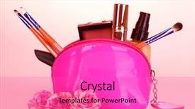  Presentation with make up cosmetics - Cool new presentation theme with tube rose - make up bag with cosmetics backdrop and a coral colored foreground