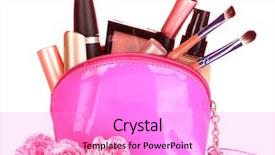  Presentation with cosmetics make up - Audience pleasing presentation theme consisting of tube rose - make up bag with cosmetics backdrop and a lilac colored foreground