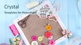  Presentation with scrapbooking - Theme consisting of tube rose - scrapbooking craft materials and wooden background and a cool aqua colored foreground