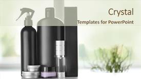  Presentation with cosmetics - Beautiful PPT theme featuring tube well - cosmetics set on light background backdrop and a sky blue colored foreground
