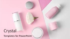  Presentation with cosmetics - PPT theme with tube well - cosmetics spa mock-up on color background and a lemonade colored foreground