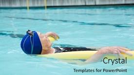  Presentation with water woman swimming underwater - Cool new theme with tube well - senior woman swimming in pool backdrop and a  colored foreground
