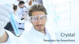  Presentation with xray tube - Amazing theme having tube with reagents on blurred backdrop and a  colored foreground