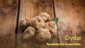  Presentation with lilac flowers bunch over wood - Theme with tuber - group of white truffle background and a tawny brown colored foreground