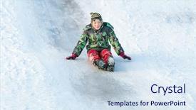  Presentation with hill - Audience pleasing slide deck consisting of tubes - happy boy with snow tube backdrop and a sky blue colored foreground