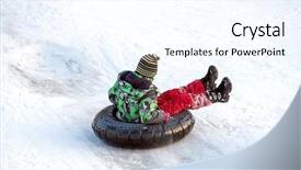  Presentation with snow - Cool new PPT theme with tubes - happy boy with snow tube backdrop and a cool aqua colored foreground