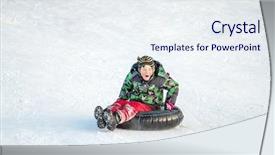  Presentation with hill - Amazing theme having tubes - happy boy with snow tube backdrop and a sky blue colored foreground