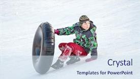  Presentation with snow - PPT layouts consisting of tubes - happy boy with snow tube background and a sky blue colored foreground