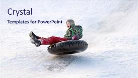  Presentation with snow - PPT layouts featuring tubes - happy boy with snow tube background and a sky blue colored foreground