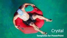  Presentation with floating - PPT layouts enhanced with tubes - man floating down a river background and a ocean colored foreground