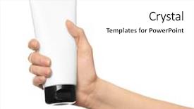  Presentation with ointment cream tube - Cool new slides with tubes - young woman holding tube backdrop and a white colored foreground