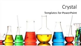  Presentation with liquid - Slides featuring tubes experiment - different laboratory glassware with color background and a white colored foreground