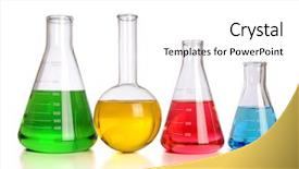  Presentation with glassware - Presentation theme with tubes experiment - laboratory glassware with reflections background and a white colored foreground