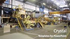  Presentation with manufacturing plant - Amazing slide deck having tubes in the manufacturing shop backdrop and a coral colored foreground