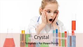  Presentation with laboratory chemical white - Cool new presentation design with tubes isolated over white background backdrop and a coral colored foreground