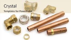  Presentation with bathroom - Colorful presentation enhanced with tubes pipes - bathroom equipment on white background backdrop and a  colored foreground