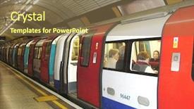  Presentation with london tube - Audience pleasing presentation theme consisting of tubes underground train in london backdrop and a tawny brown colored foreground