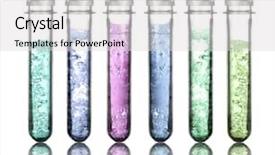  Presentation with chemicals - Theme featuring green science - tubes with colorful chemicals background and a light gray colored foreground