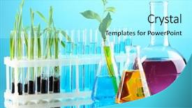  Presentation with test tubes - Presentation theme having tubes with plants on blue background and a arctic colored foreground