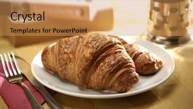  Presentation with tea croissant - Theme with tuckshop - close up image of croissant background and a yellow colored foreground