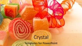 Presentation with crystal sugar - PPT layouts featuring tuckshop - colorful sweets with crystal sugar background and a yellow colored foreground