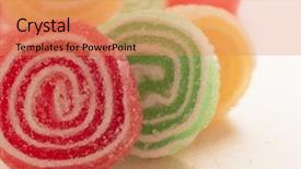  Presentation with crystal sugar - Cool new PPT theme with tuckshop - colorful sweets with crystal sugar backdrop and a coral colored foreground