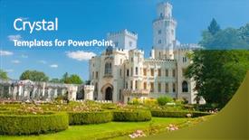  Presentation with czech republic - Slide set consisting of tudor - beautiful renaissance castle hluboka i background and a teal colored foreground