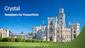  Presentation with tudor - Audience pleasing PPT theme consisting of tudor - bohemian castle hluboka nad vltavou backdrop and a dark gray colored foreground
