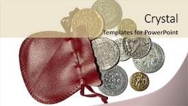  Presentation with medieval manor - Colorful PPT theme enhanced with tudor - collection of the medieval coins backdrop and a  colored foreground