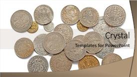  Presentation with tudor - Presentation theme consisting of tudor - collection of the medieval coins background and a coral colored foreground