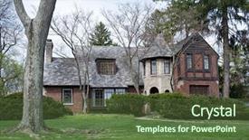  Presentation with english - Colorful presentation theme enhanced with tudor - english style house with stone backdrop and a tawny brown colored foreground
