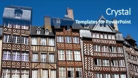  Presentation with tudor - PPT theme featuring tudor - half-timbered buildings of historic rennes background and a ocean colored foreground