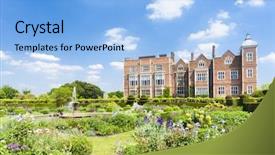  Presentation with tudor - Cool new presentation design with tudor - hatfield house with garden hertfordshire backdrop and a light blue colored foreground