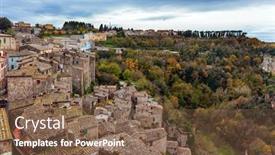  Presentation with mountain - PPT layouts featuring tufa-city-of-sorano-steep background and a tawny brown colored foreground