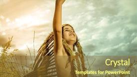  Presentation with american indian - Colorful presentation enhanced with tufts - american indian boy dressed backdrop and a tawny brown colored foreground