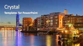  Presentation with tug boat - Colorful theme enhanced with tug boat - portsmouth new hampshire usa town backdrop and a ocean colored foreground