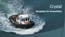  Presentation with tug boat - PPT theme having tug boat - tough little tugboat background and a ocean colored foreground