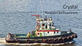  Presentation with tug boat - Slides enhanced with tug boat - tugboat sailing in the sea background and a light blue colored foreground