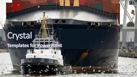  Presentation with tug boat - Colorful slides enhanced with tug boat - tugboat towing container ship freighter backdrop and a wine colored foreground
