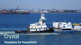  Presentation with tug boat - PPT theme featuring tug boat - tugboat background and a  colored foreground