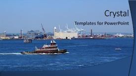 Presentation with tug boat - Cool new PPT layouts with tug boat - tugboat backdrop and a light blue colored foreground