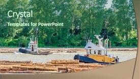  Presentation with boats - Presentation design consisting of tug boats work with log background and a ocean colored foreground