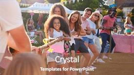  Presentation with war - Colorful slide set enhanced with tug of war at summer backdrop and a coral colored foreground