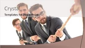  Presentation with teams - Slide deck having tug of war between confident business teams background and a lemonade colored foreground