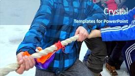  Presentation with tug of war sport - Amazing slide deck having tug of war in winter backdrop and a ocean colored foreground